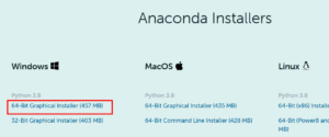 Anaconda（Windows10）Windows10 64bitバージョン
