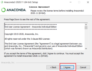Anaconda（Windows10）利用規約に同意