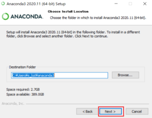 Anaconda（Windows10）のインストール